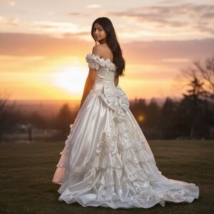 Elegant White Off-Shoulder Wedding Dress
